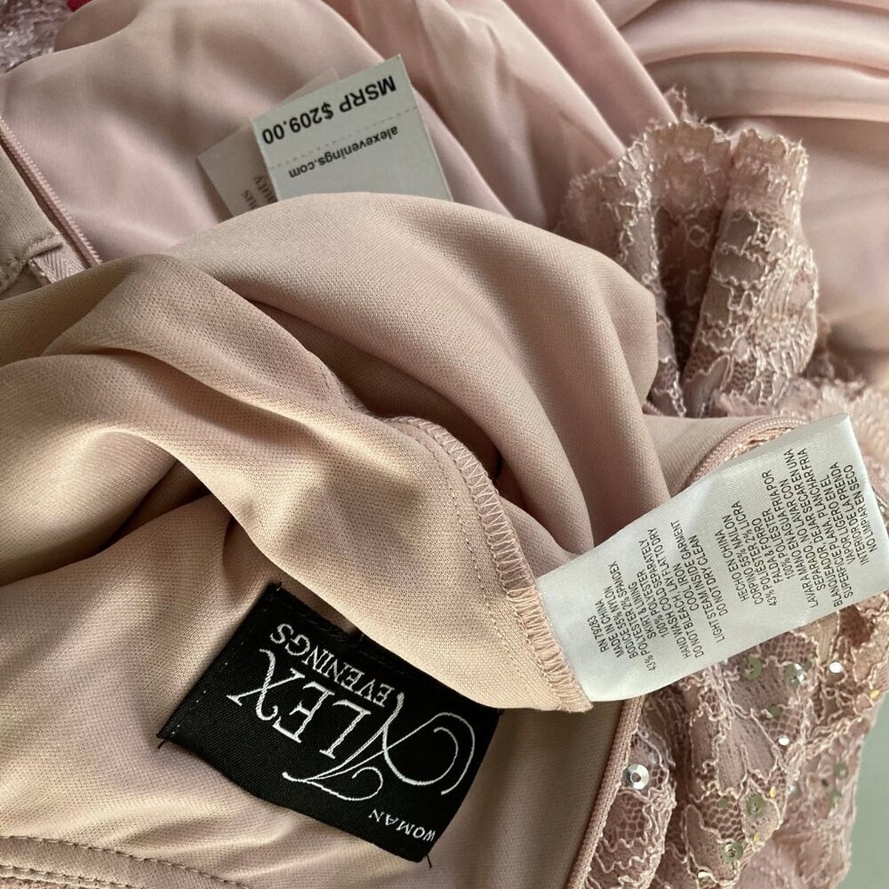 NWT Alex Evenings Long Gown Sequin Lace Bodice & Chiffon Skirt Pink $209 - Picture 10 of 12